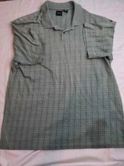 Arrow Mens Activewear Polo Shirt Gray White Tattersall Short Sleeve Collared XL