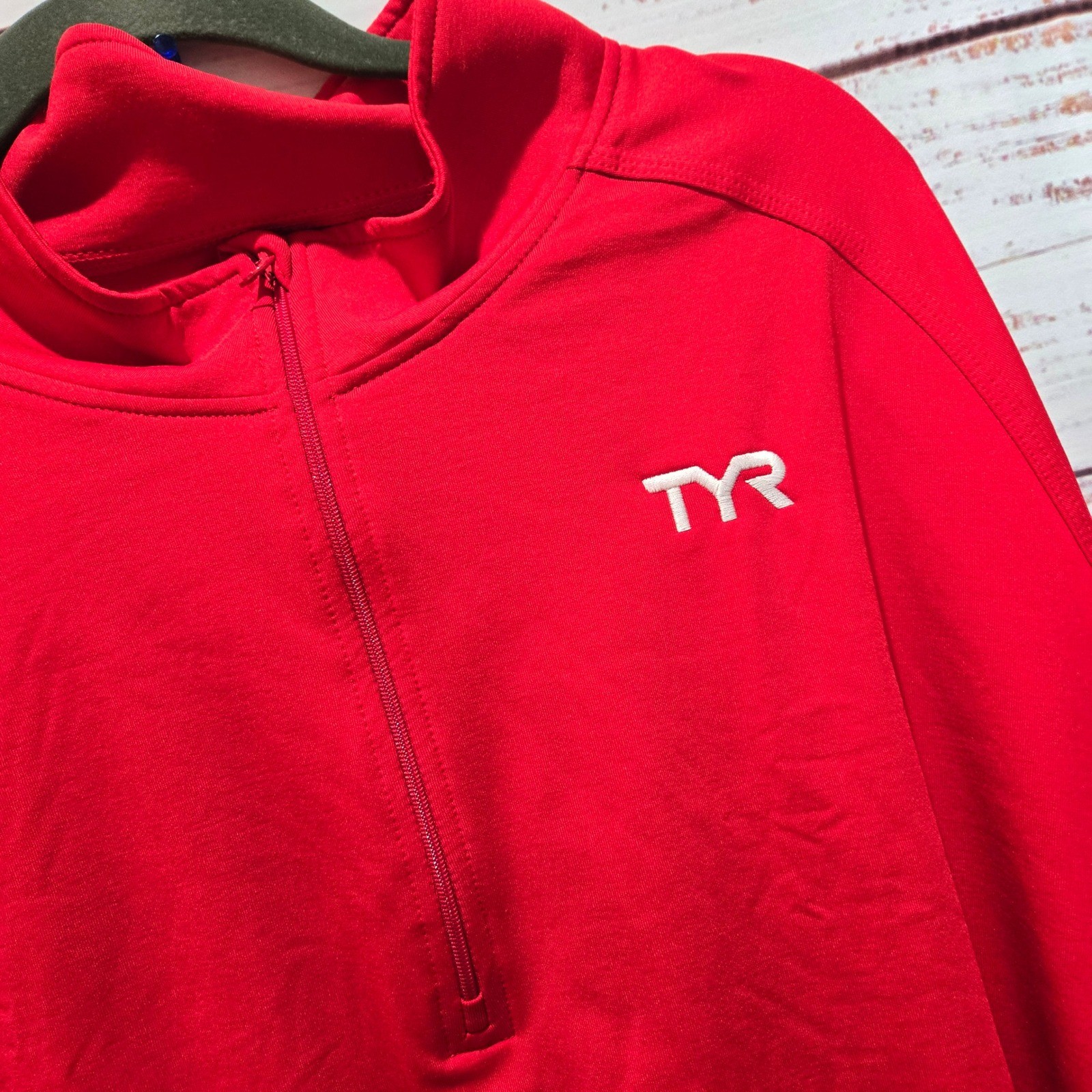 TYR Red 1/4 Zip Pullover NEW Men's 4XL Long Sleeve Athletic Performance Shirt gallery