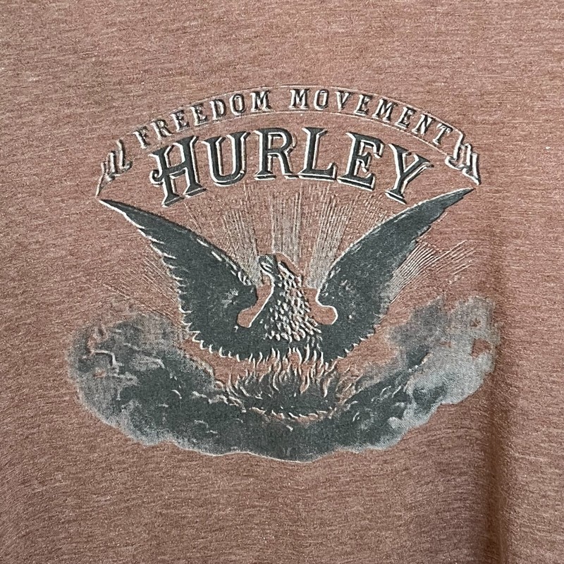 Hurley Men's Small Brown T-Shirt Freedom Movement Eagle Graphic Tee Short Sleeve gallery