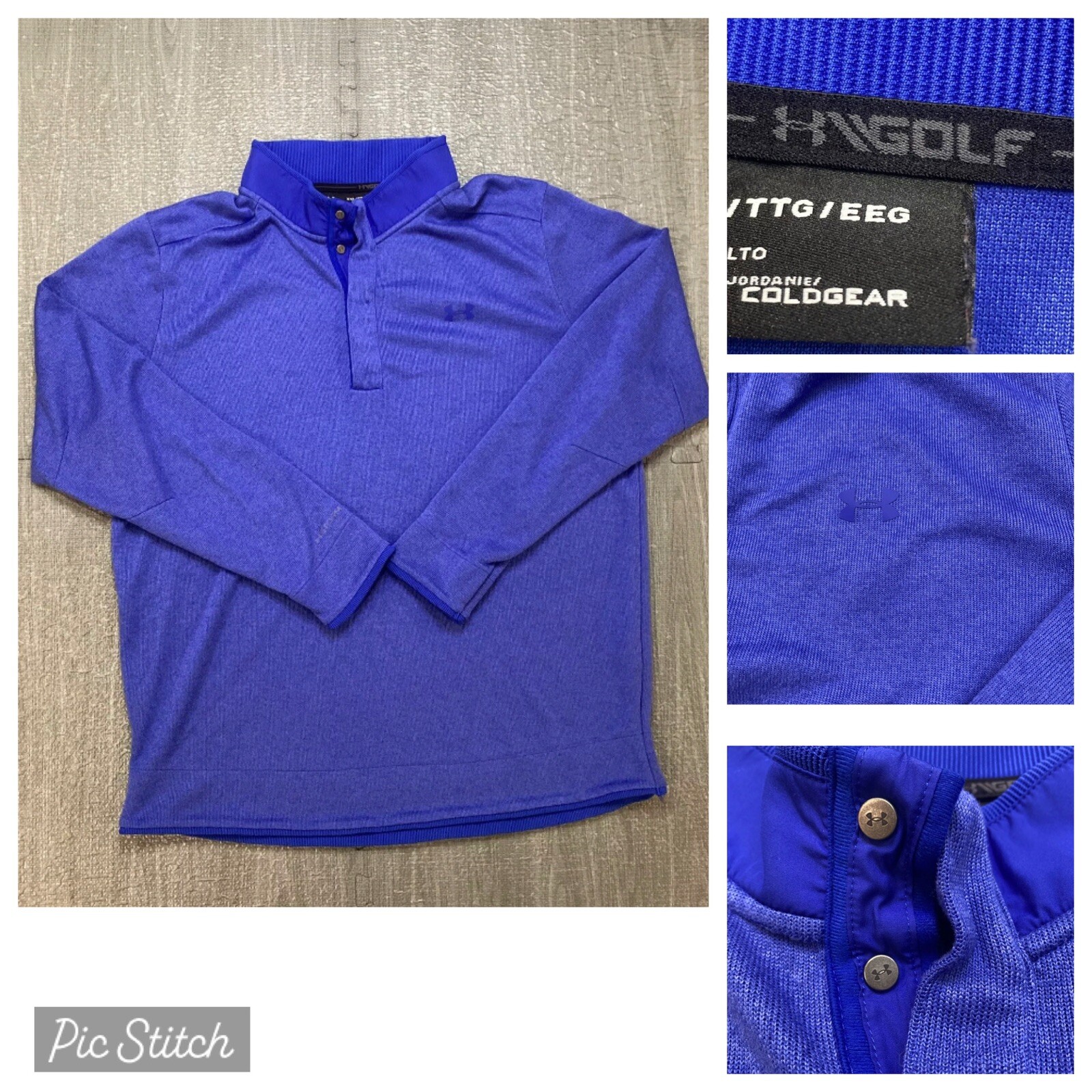 Under Armour Golf Sweater 1/4 Snap Storm Mock Blue Mens 2XL Water Resistant Knit gallery