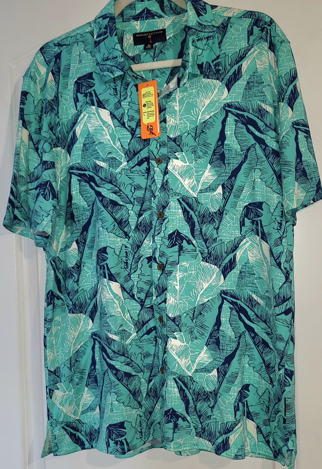 Margaritaville Palm Leaf UPF +50 Moisture Wicking Quick Dry Shirt Men's M NWT gallery