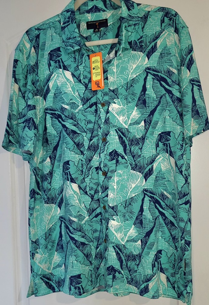 Margaritaville Palm Leaf UPF +50 Moisture Wicking Quick Dry Shirt Men's M NWT