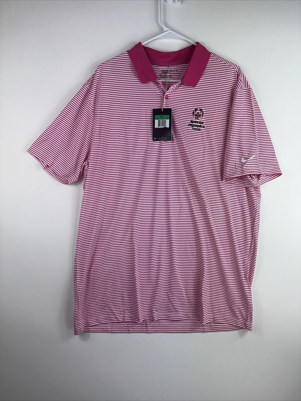 NWT Nike Golf Special Olympics Mini Victory Pink Stripe Tour Mens XL Polo 725520 gallery