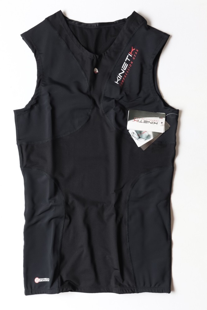 Kinetik Compression Gear Full Black Sleeveless Top Multisport Med STBM12