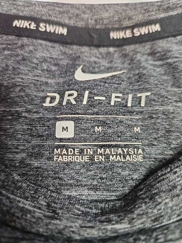 Nike Dri Fit Swim Shirt Mens XL Short Sleeve Athletic Heather Gray UPF 40 Swoosh gallery