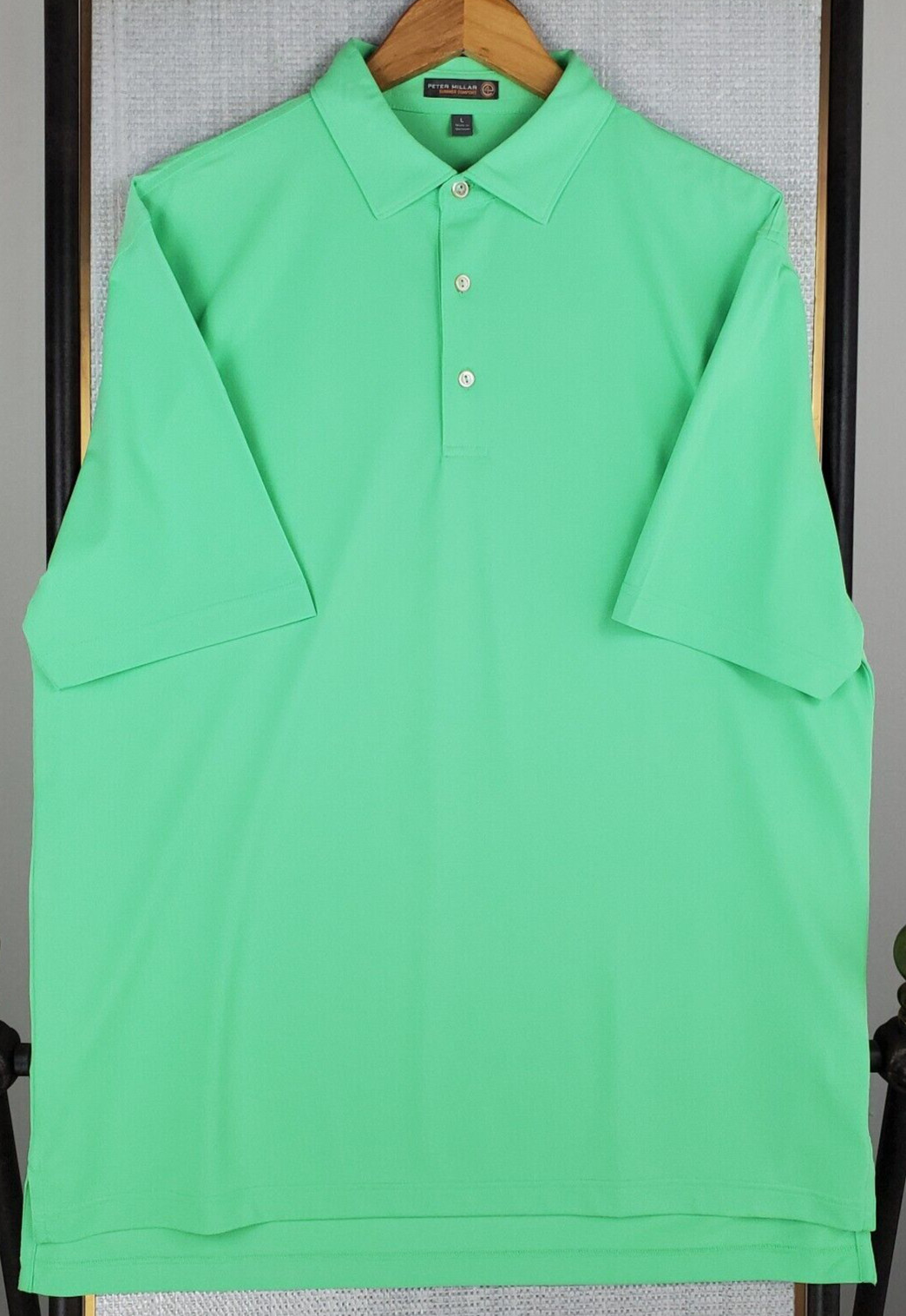 PETER MILLAR Mens Size Large SUMMER COMFORT Polo Shirt Light Green Performance gallery