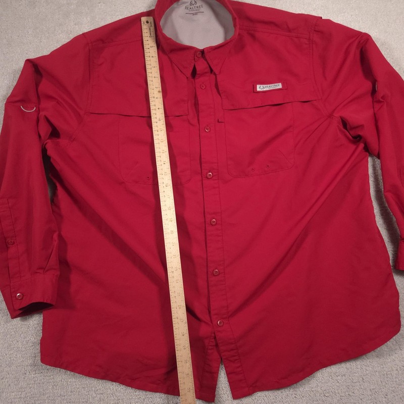 Realtree Fishing Shirt Mens 3XL Red Long Sleeve Button Front Vented Quick Dry gallery