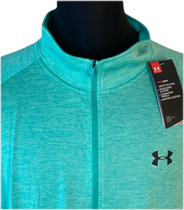 Under Armour Pullover Mens 3X Teal UA Tech 2.0 1/2 Zip-Up 1328495 Heat Gear NEW gallery