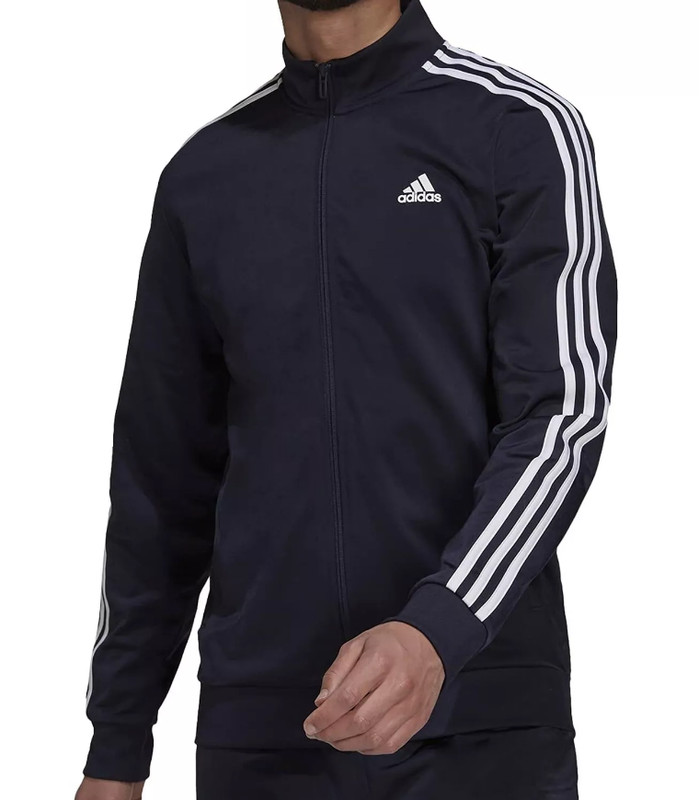 NWT MEN'S ADIDAS H46100 M 3- STRIPE FULL ZIP TRACK NAVY/WHITE TOP JACKET gallery