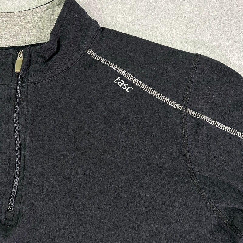 Tasc Performance Men's 1/4 Zip Pullover Large Black Bamboo New Orleans Stretch gallery