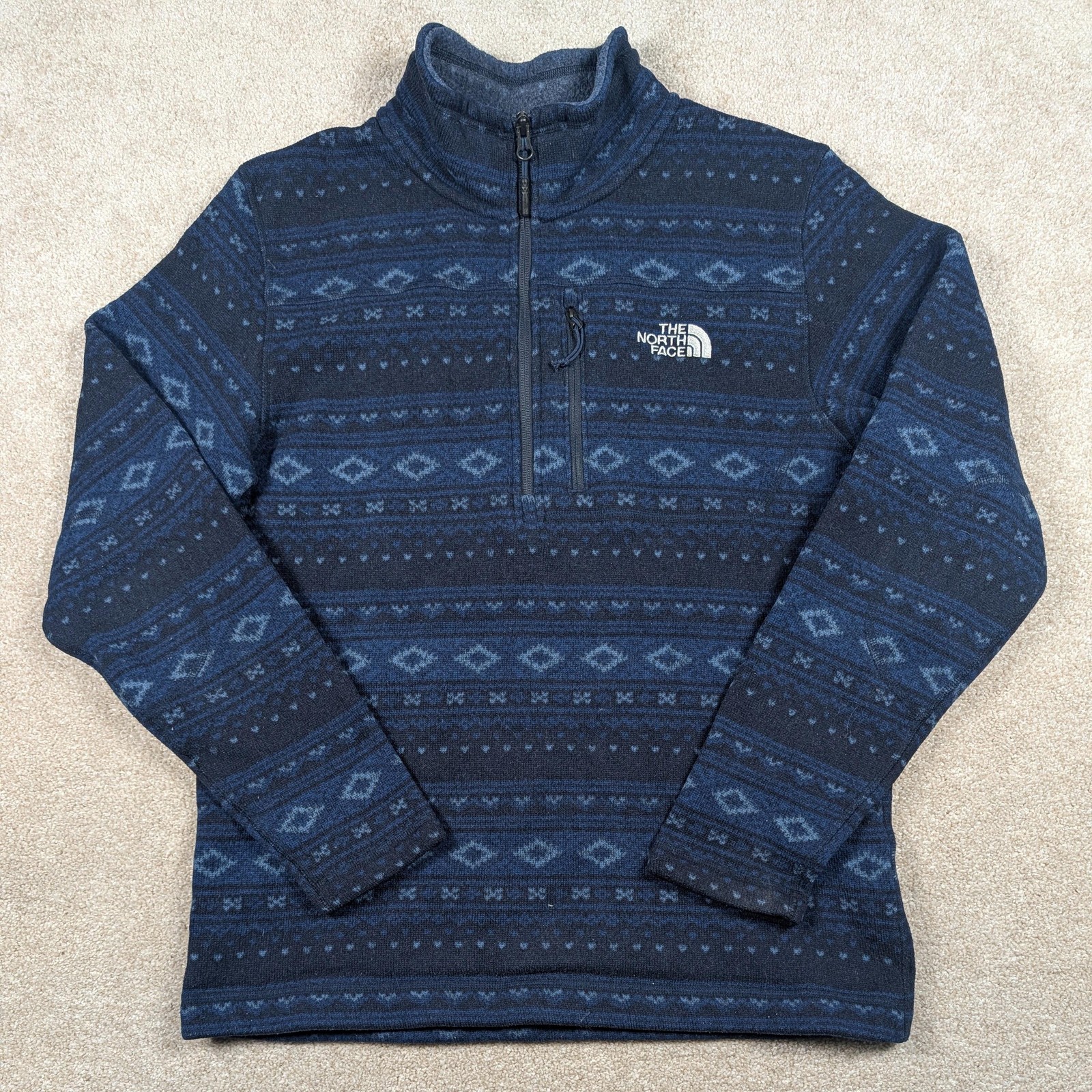 The North Face Pullover Mens Large Blue Fair Isle Aztec 1/4 Zip Tsillan Fleece gallery