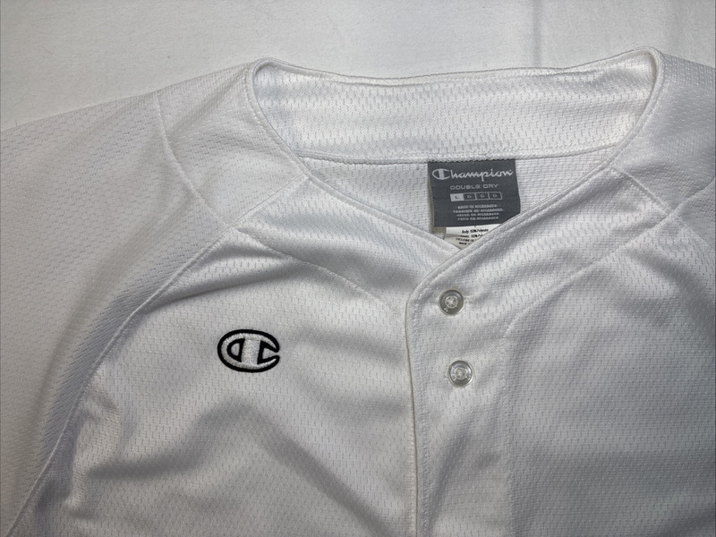 Champion Double Dry White Button Up Jersey Mens Size Large Rare. Very Clean. gallery