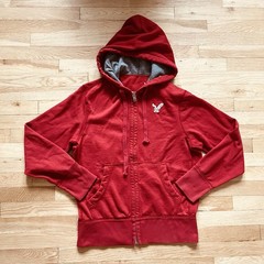 Vtg Y2K American Eagle Hooded Full Zip Sweatshirt Red / Gray Men‘s Size Medium M