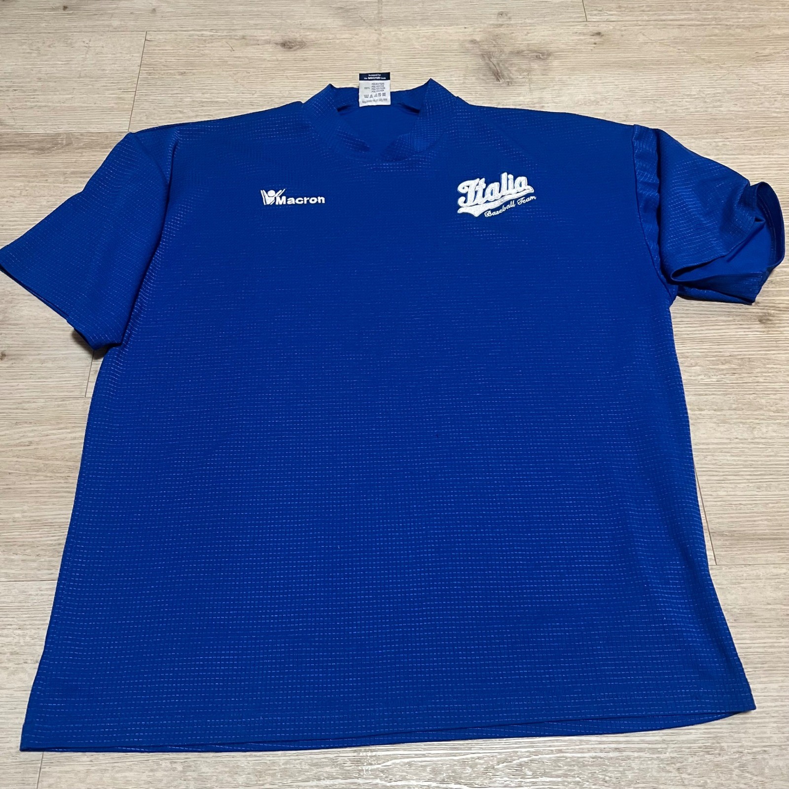 Macron Professional Italia Baseball Team Blue Activewear Top Men's XL Vtg 1998 gallery