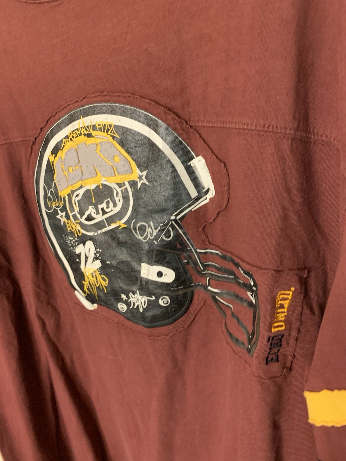 Vintage Ecko Unltd Jersey Mens L Maroon Black Yellow Baggy Hip Hop Y2K gallery