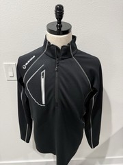 Sunice Mens M Athletic Performance Long Sleeve Shirt 1/4 Zip Black Mock Medium