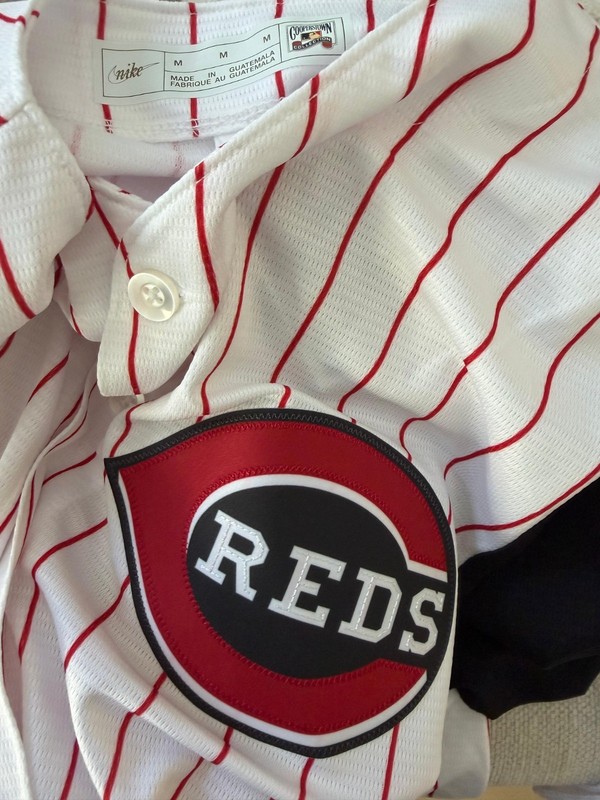 Nike Men's Authentic Cinncinati Reds Pinstripe Jersey Cooperstown Medium M gallery