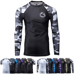Jiu Jitsu Rashguard – Camo Long Sleeve Rash Guard Compression Shirt for No-Gi…
