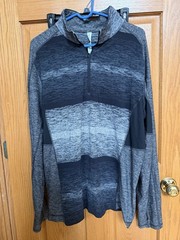 Lululemon Speed 1/4 Zip Universal Stripe Black Soot/ Light Wht Soot Sz Xxl EUC