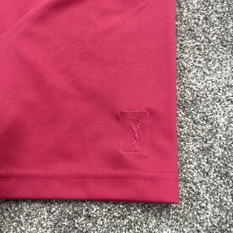 PGA Tour Henley Golf T Shirt Mens XL Pink Short Sleeve Dry Fit Athletic Casual gallery