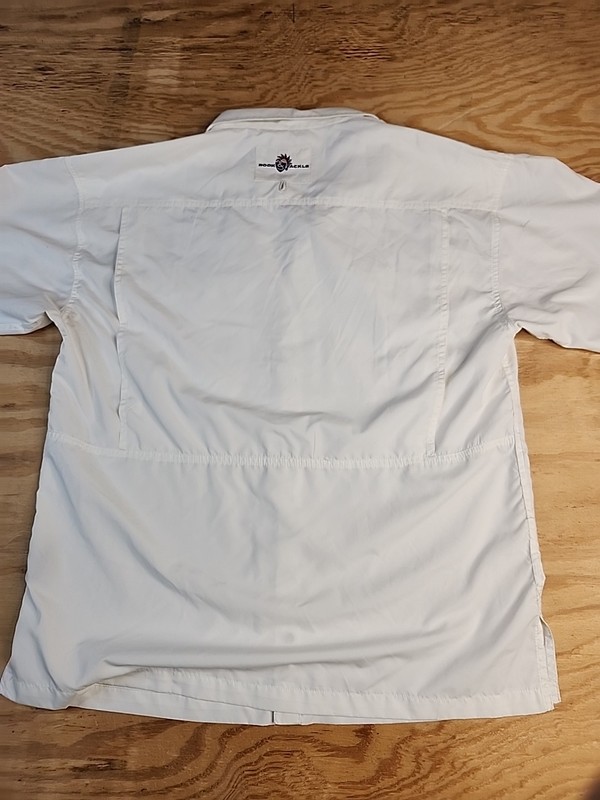 Royal Cup Coffee Hook & Tackle White Fishing Shirt Vented Lightweight Mens Large gallery