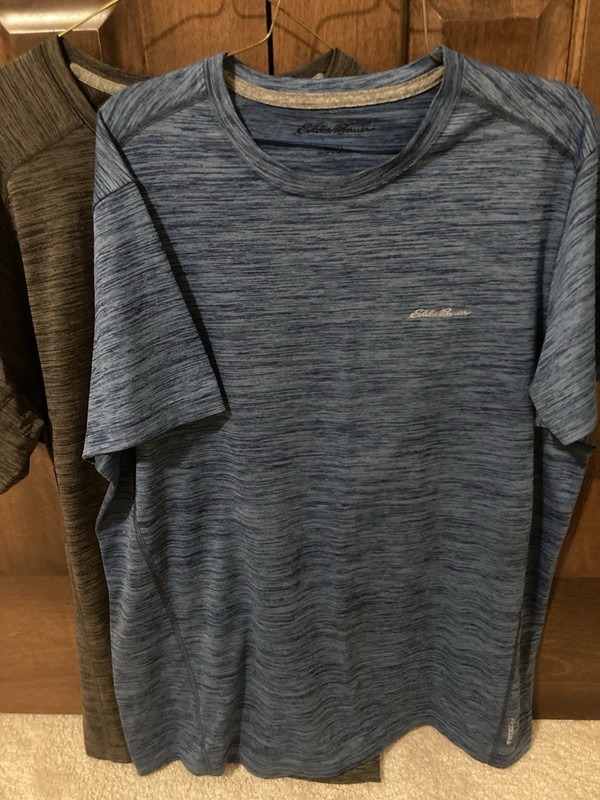2 Eddie Bauer FREEDRY Performance T-Shirt Short Sleeve Mens Large Blue Gray gallery