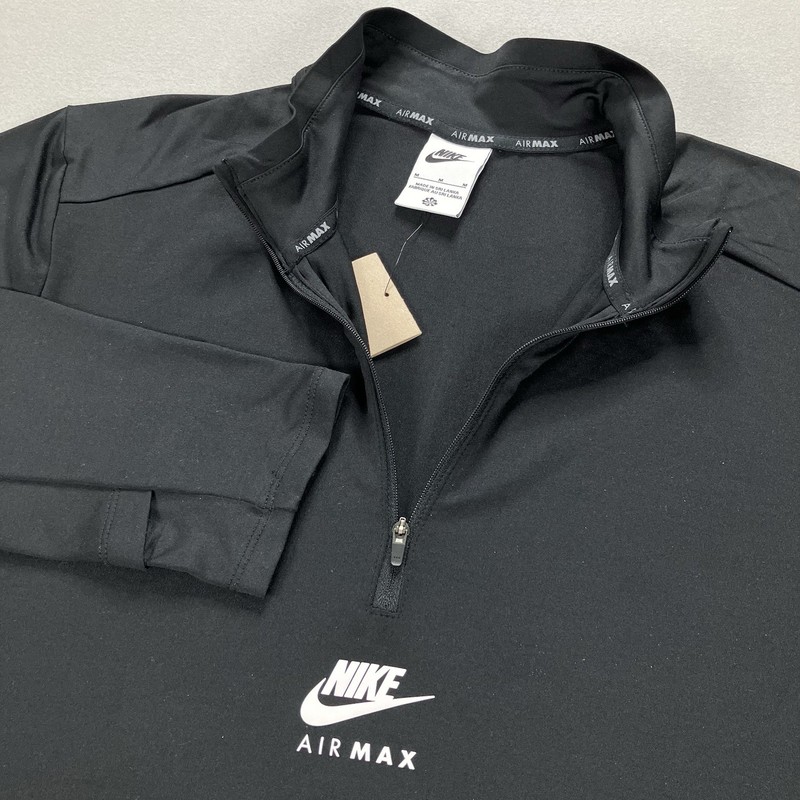 FQ2206-010 Nike Sportswear Mens Air Max Half-Zip Gym Running Top Black Size Vary gallery