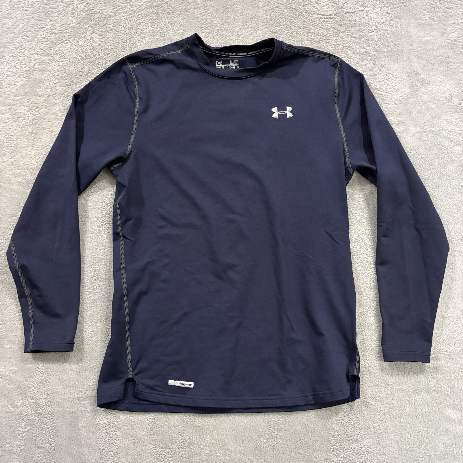 Under Armour Coldgear Long Sleeve Fitted Shirt Men L Blue Active Compression Run gallery