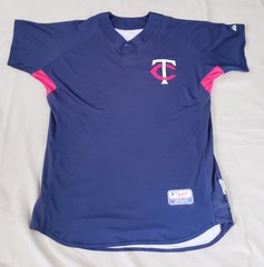 VTG Minnesota Twins Batting SHIRT Jersey #43 Majestic COOL BASE Made USA Sz. 52