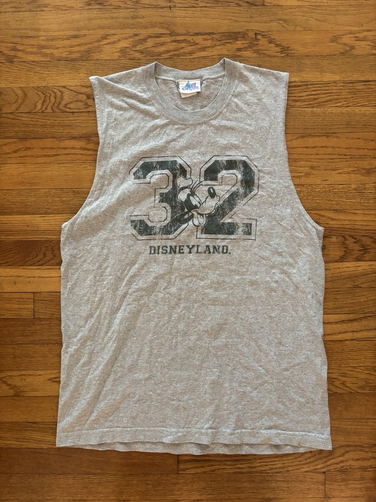 Goofy Disneyland Graphic Tank Top Men's XL Gray Sleeveless Cotton