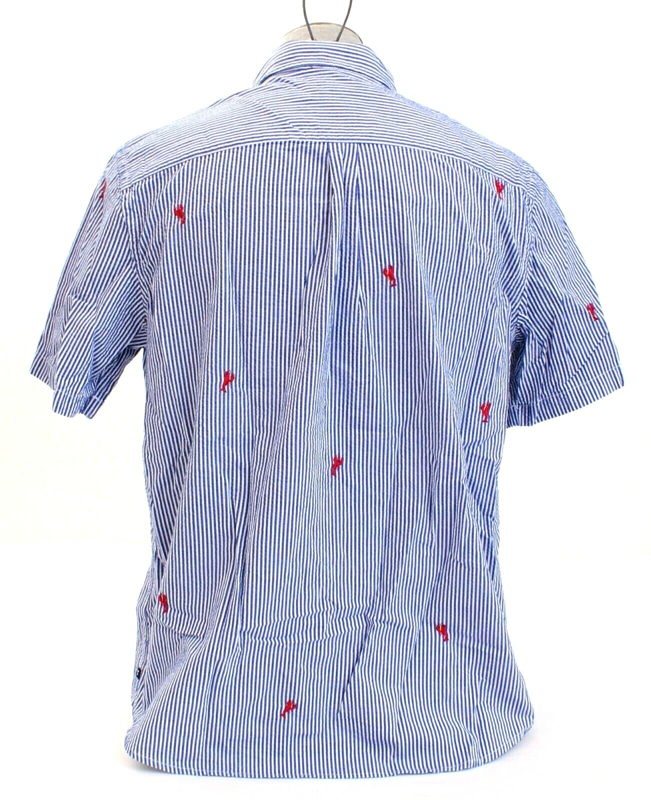 Chaps Blue & White Stripe Seersucker Lobster Button Front Shirt Men's NWT gallery