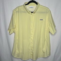 Columbia PFG Omni-Shade Shirt Mens 2XL Yellow Short Slv Vent Fishing Snap Front