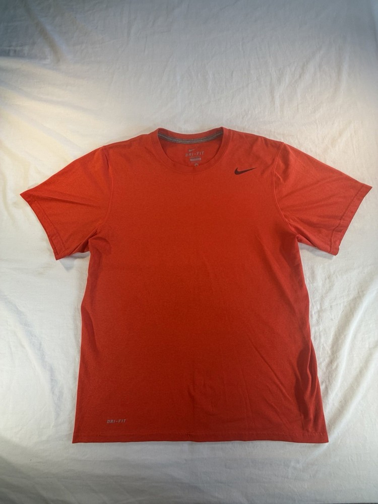 Nike Mens Athletic Tee M Red Dri-Fit Short Sleeve Sporty T-Shirt