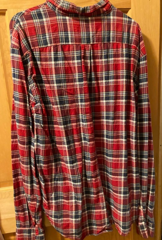 Old navy checked shirt pull over button up , red, dark blue etc. gallery