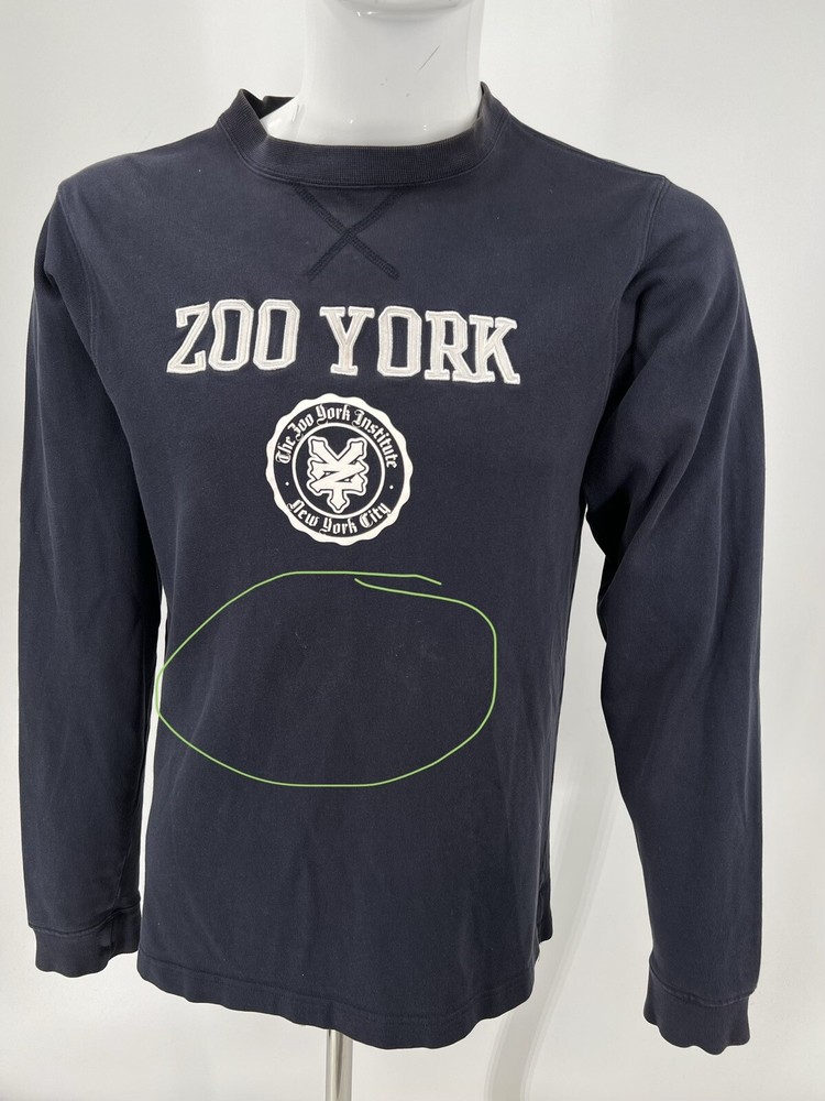 Vintage ZOO YORK Embroidered RARE Pullover Ribbed Casual Shirt Mens Small