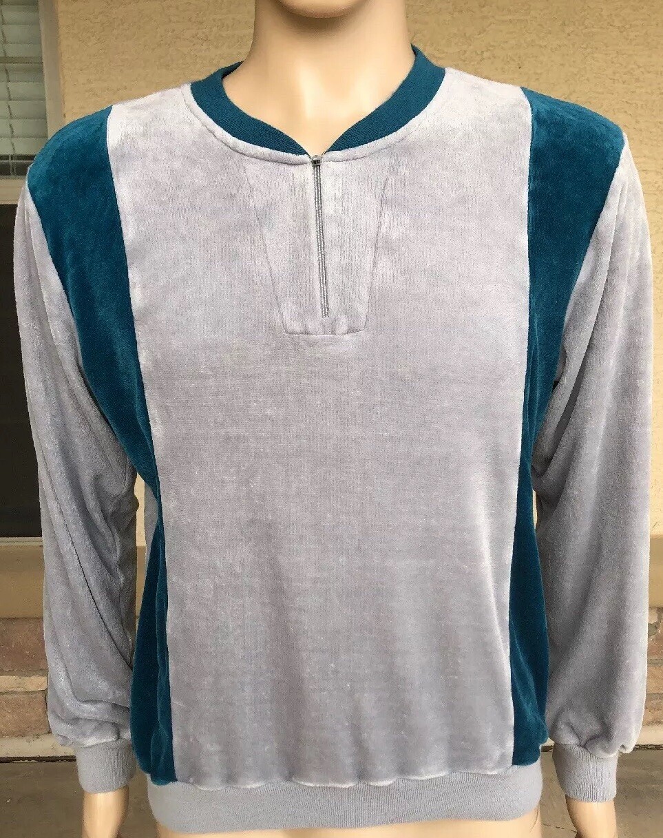 Vintage Action Colorblock 1/4 Zip Velour Track Leisure Jacket Taiwan ROC Large gallery