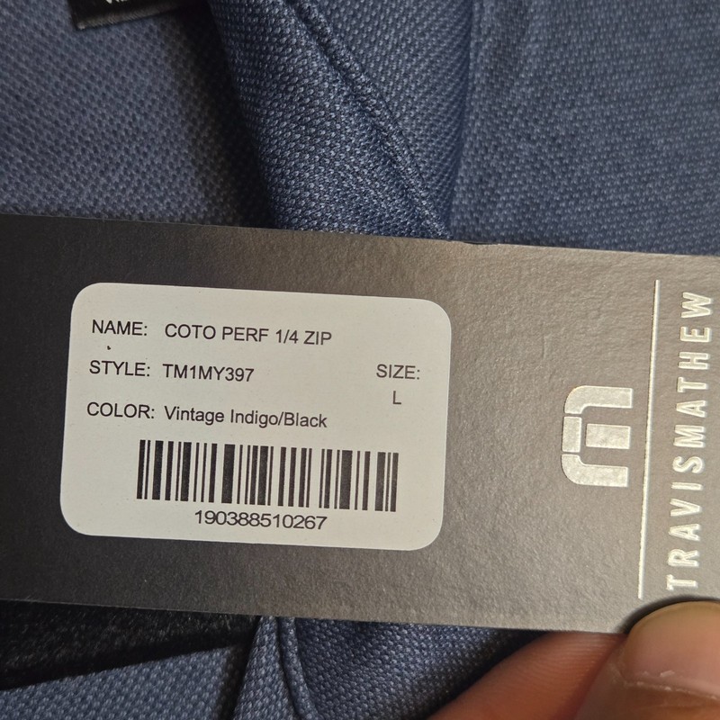 Travis Mathew Coto Performance 1/4 Zip Pullover Men's Large Blue Stretch NEW gallery