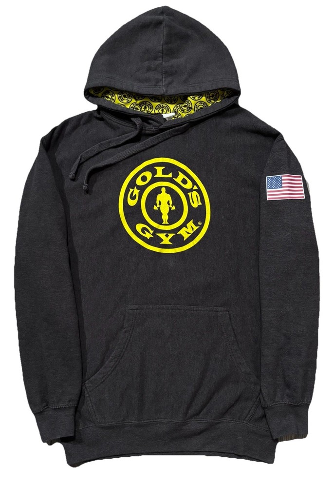 Gold’s Gym Hoodie Workout Sweatshirt. Mens M. Gray.