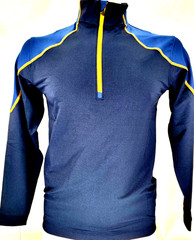 NEW Columbia Golf Omni-Wick Panel LS Blue Yellow 1/4 Zip Pullover Shirt Men’s S