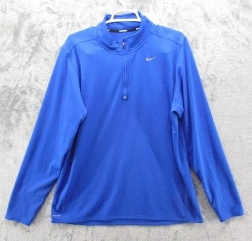 Nike Shirt Mens XL Blue Racer Dri-FIT 1/4 Zip Running Training Pullover 547793
