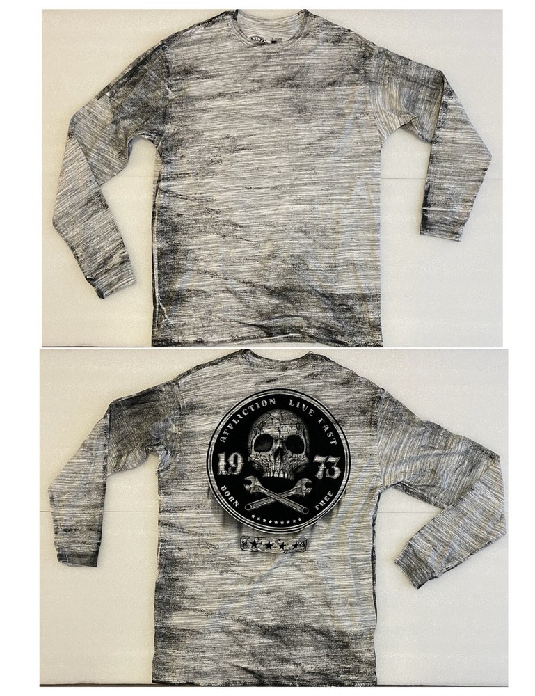 Affliction - Mens Skull / Live Fast Long Sleeve Shirt XL - Very Nice!!