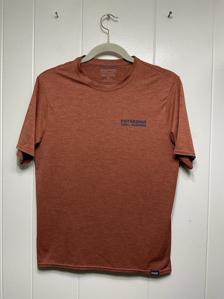 Patagonia Men's Rust Capilene Cool Daily Graphic Tree Trotter Shirt Small EUC