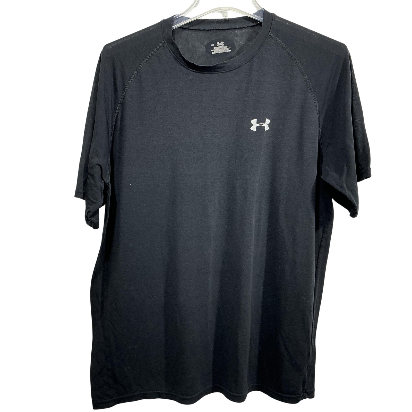 Under Armour Shirt Mens SZ XL Black Semi Sheer Raglan Athletic Performance Tee gallery