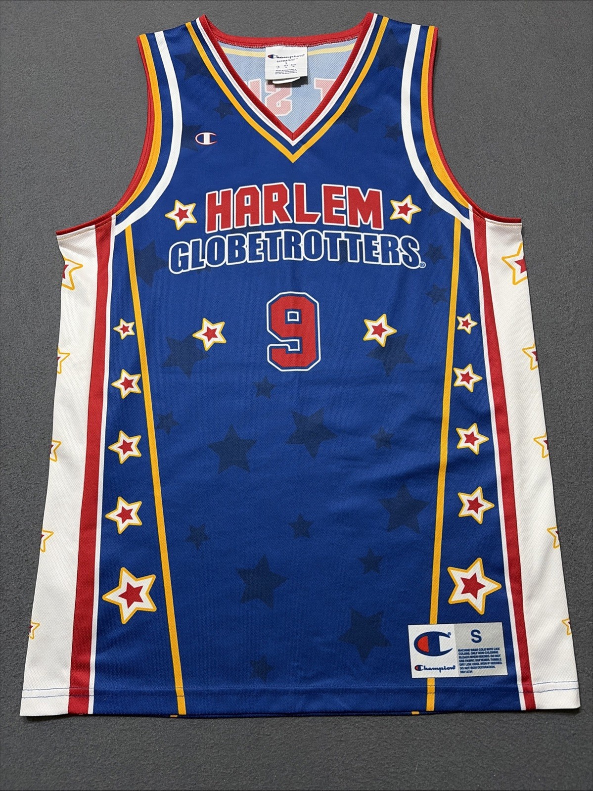 Champion Harlem Globetrotters Jersey Mens Small Blue Hot Shot 9 Basketball gallery