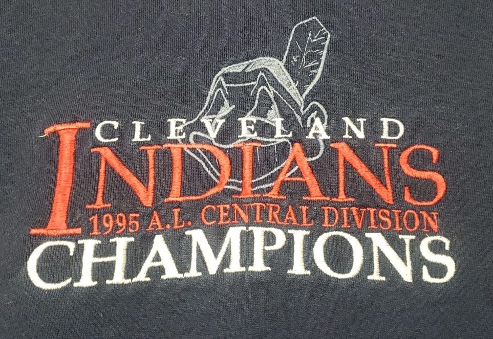 Cleveland Indians Chief Wahoo VTG Embroidered XL Sweatshirt 95 AL CENTRAL CHAMPS gallery