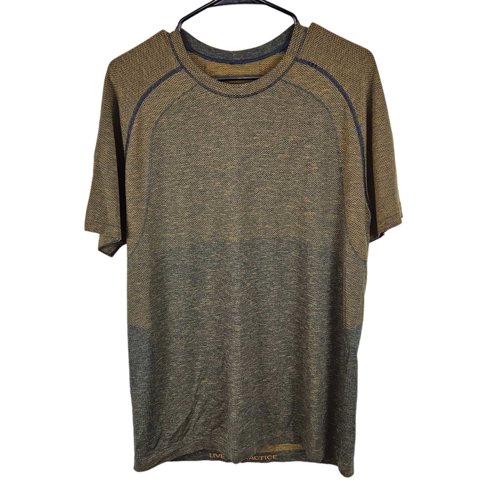 LULULEMON Mens Live in Practice Lightweight Tee T-Shirt Gold Black Mens Large gallery