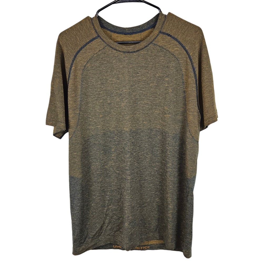 LULULEMON Mens Live in Practice Lightweight Tee T-Shirt Gold Black Mens Large