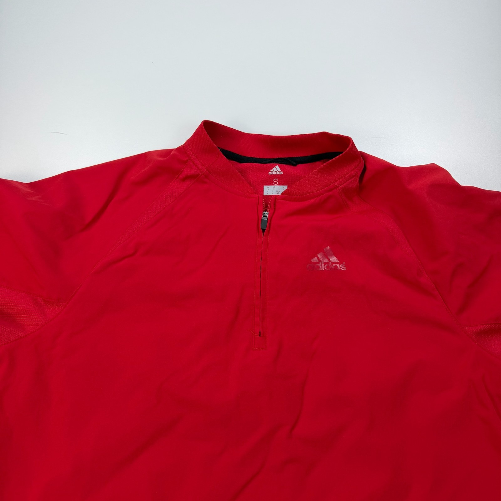 Adidas 1/4 Zip Pullover Windbreaker Jacket Mens Small Red Batting Warm Up gallery