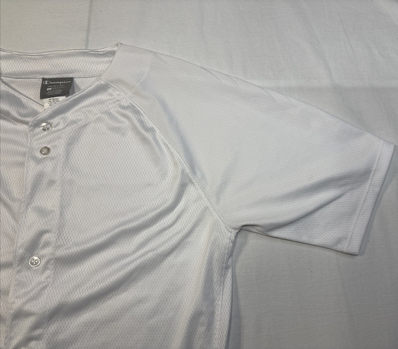 Champion Double Dry White Button Up Jersey Mens Size Large Rare. Very Clean. gallery