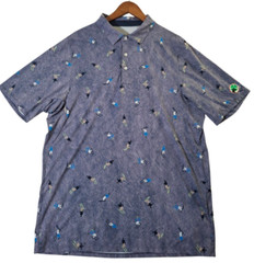 KJUS Geometric Polo Shirt Men’s XL Gray Comfort UPF 50+ Performance Ski Print